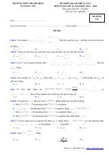 Đề kiểm tra 45 phút lần 4 Toán 11 năm 2019 – 2020 trường THPT Thanh Miện – Hải Dương (bản Word)